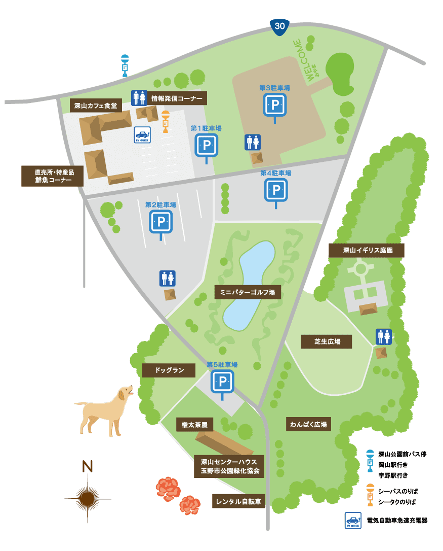道の駅みやま公園内のマップ